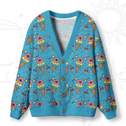 Purplehecate Melting Monster Ice Cream  Ugly Cardigan Sweaters