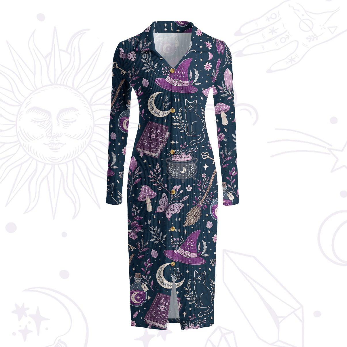Purplehecate Witchcraft Spellbook Ribbed Knit Dress