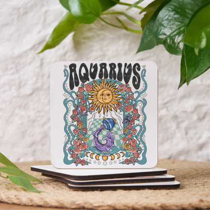 Purplehecate Aquarius Spirit Zodiac Coaster