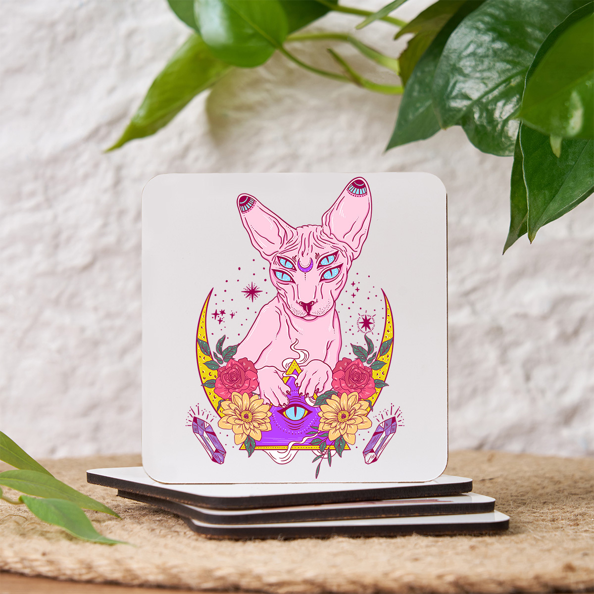 Purplehecate Moon Phase Cat Coaster