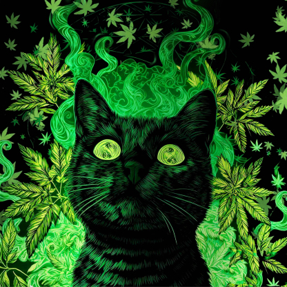 Purplehecate Trippy Glow Cat 420 Vibes All Over Print T-Shirt