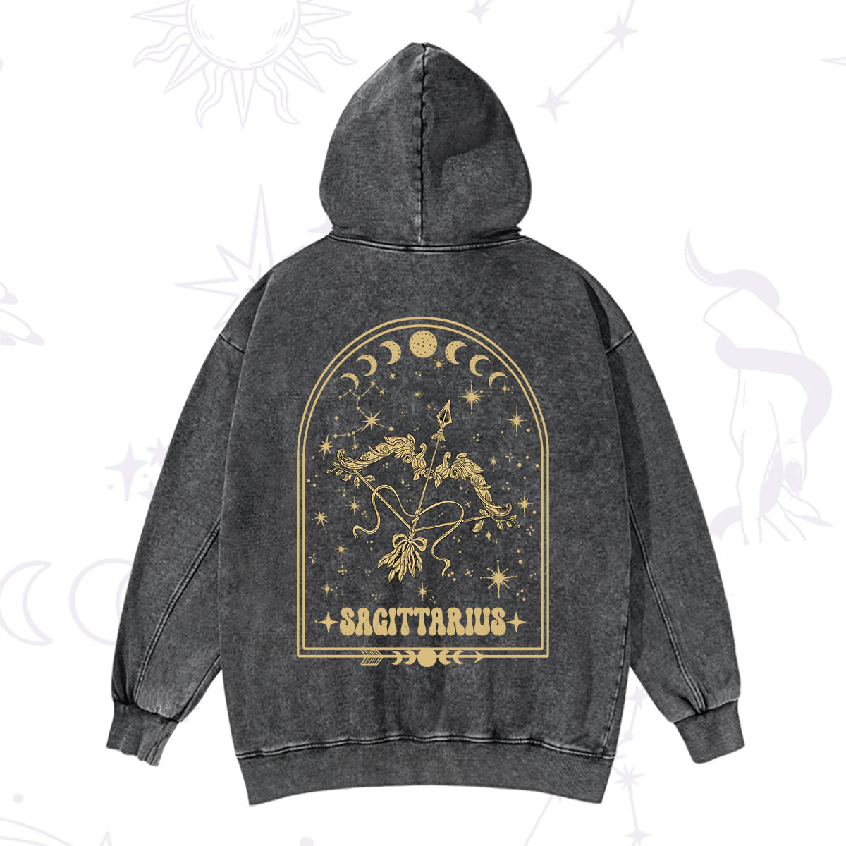 Purplehecate Zodiac Sagittarius Under the Stars Washed Hoodie