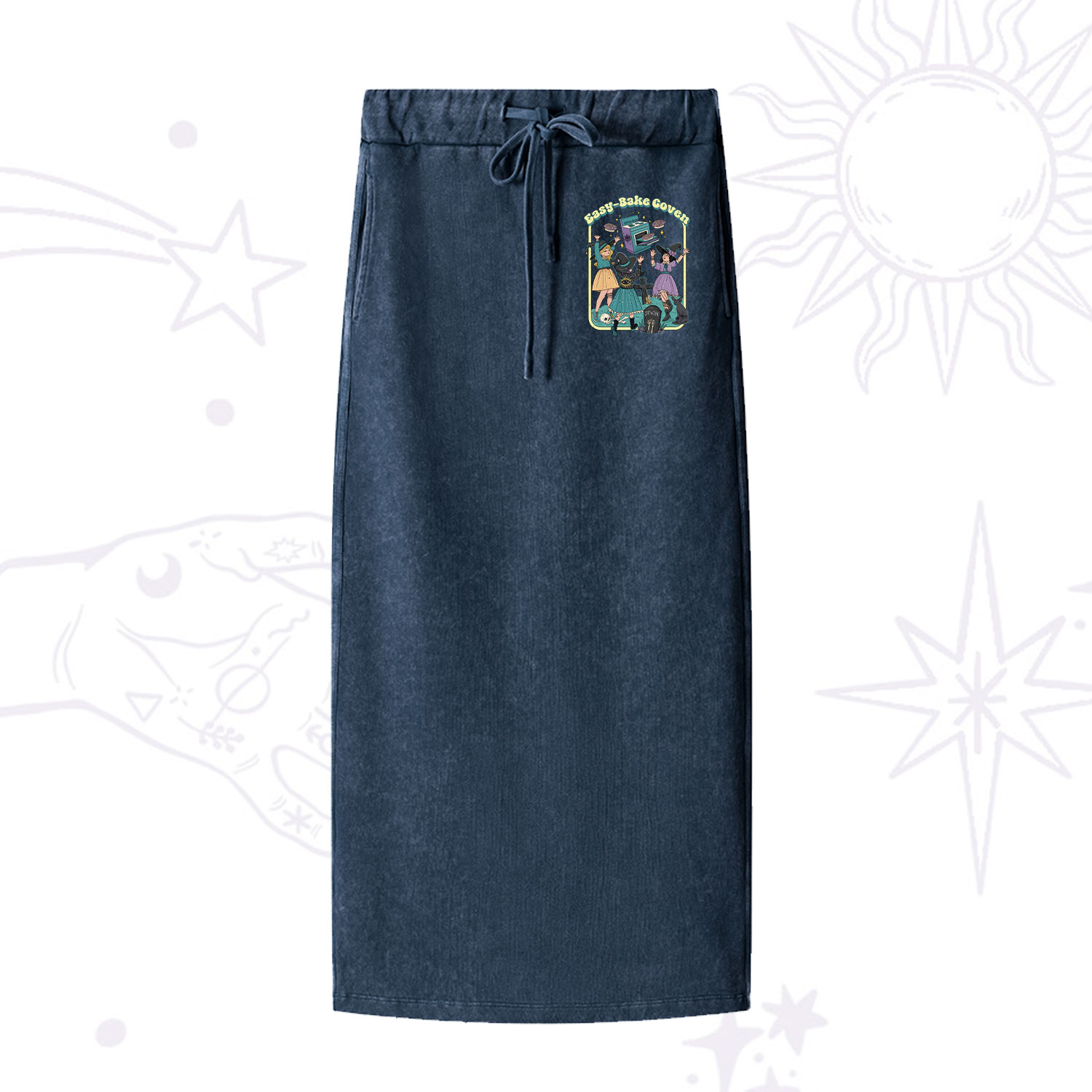 Purplehecate Easy Bake Coven Washed Drawstring Long Skirt