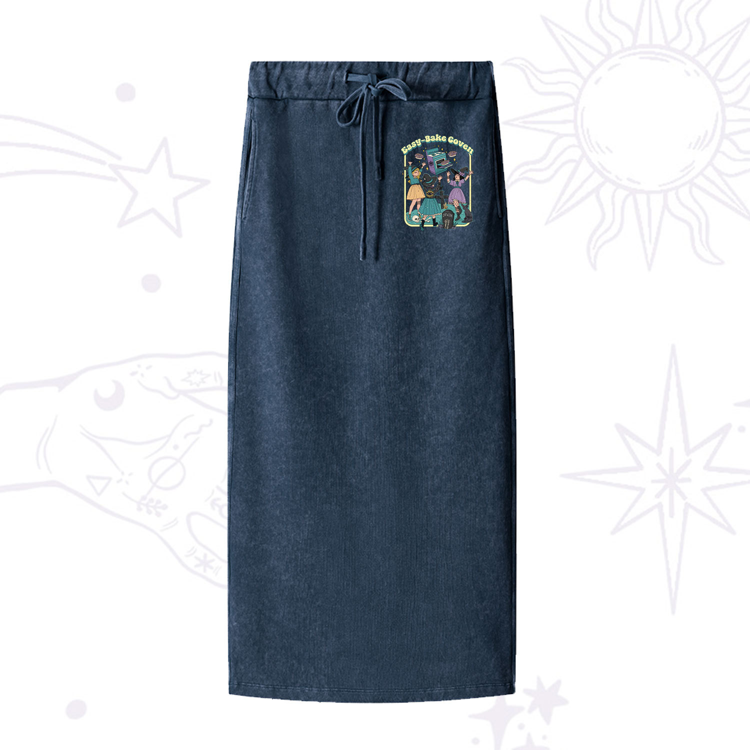 Purplehecate Easy Bake Coven Washed Drawstring Long Skirt