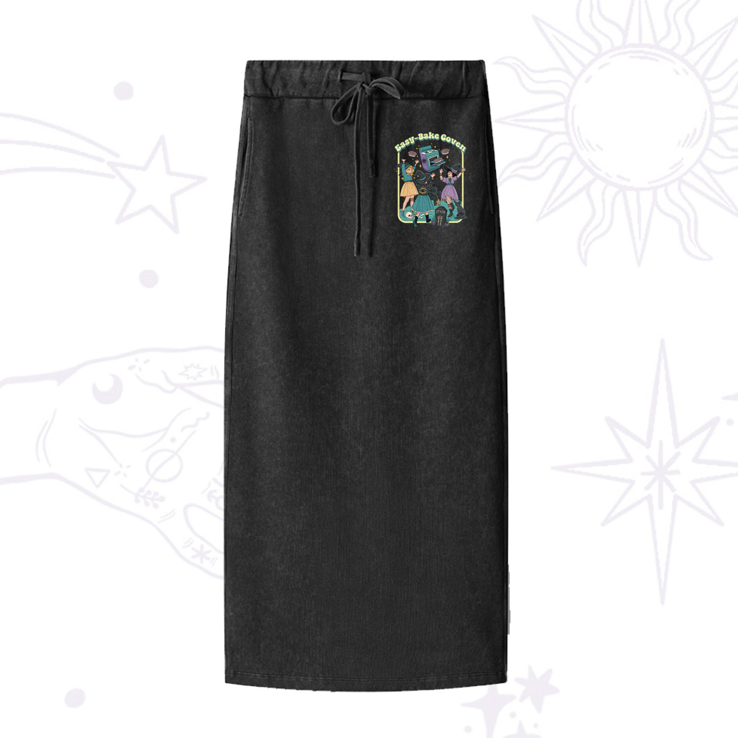 Purplehecate Easy Bake Coven Washed Drawstring Long Skirt