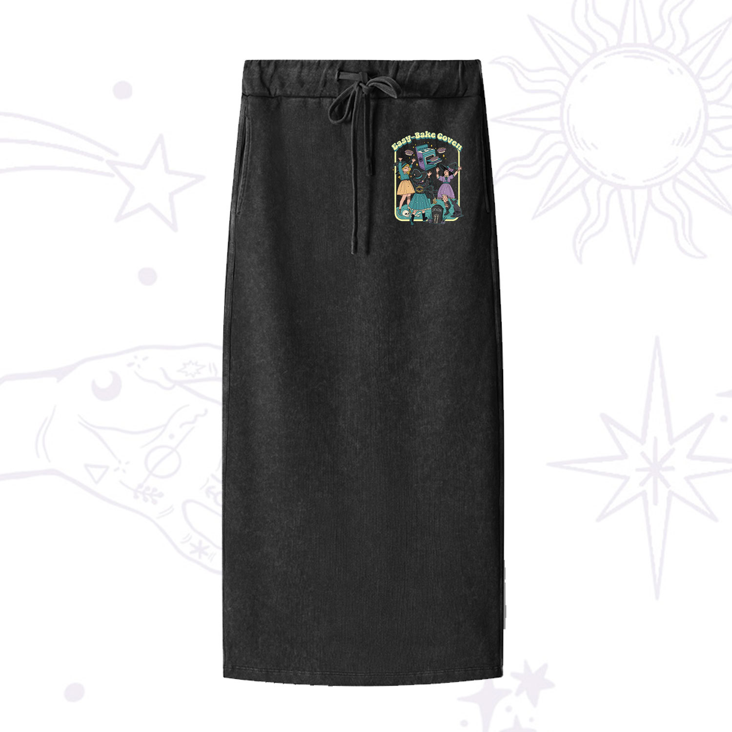 Purplehecate Easy Bake Coven Washed Drawstring Long Skirt