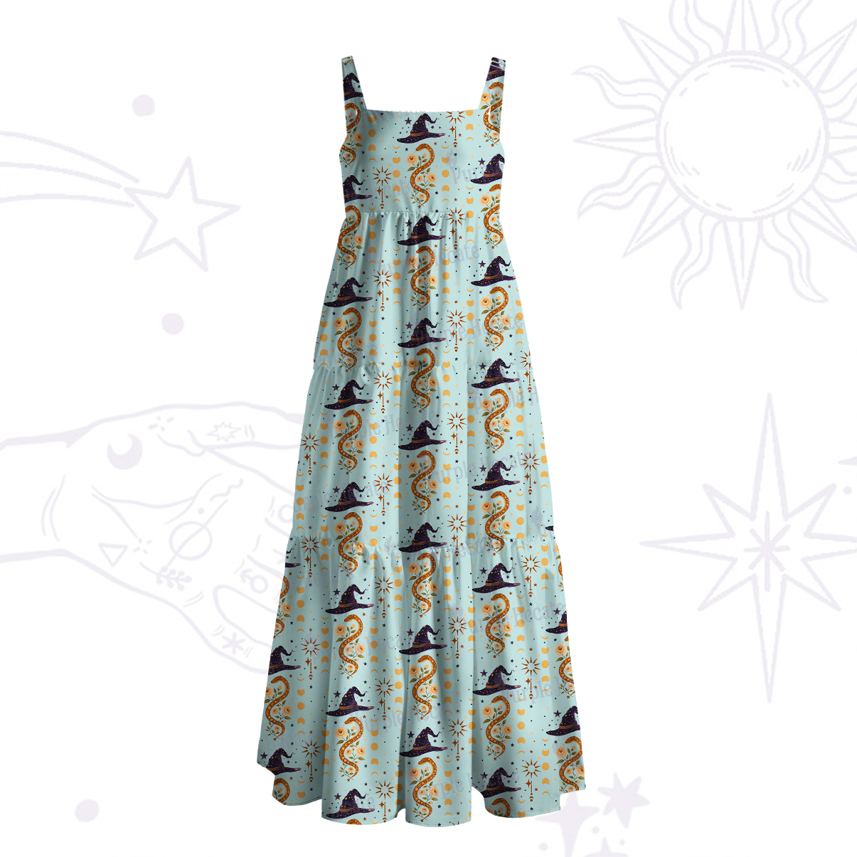 Purplehecate Witch's Enchantment Wide Straps Maxi Dress