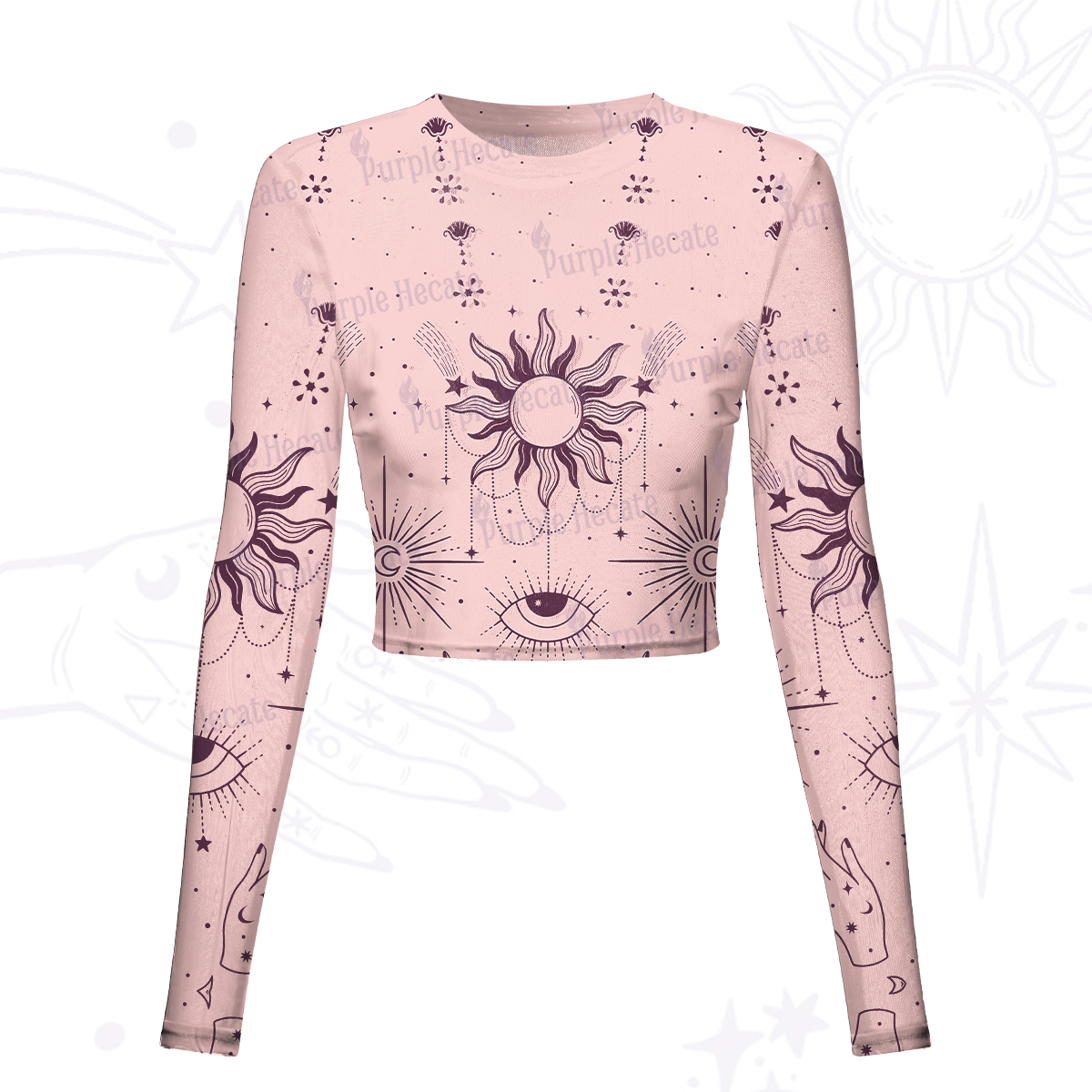 Purplehecate Solar Oracle Mesh Long Sleeve Crop Top