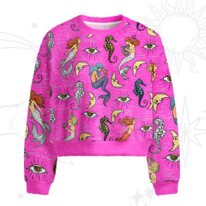 Purplehecate Mermaid Magic Fuzzy Crewneck Sweater