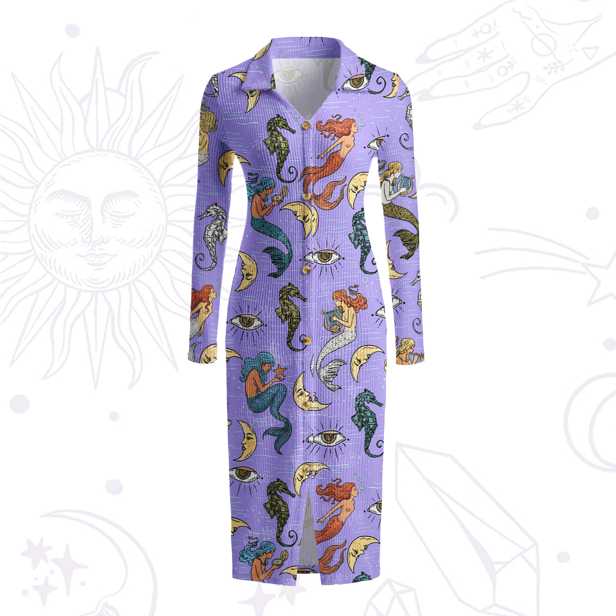 Purplehecate Mermaid Magic Ribbed Knit Dress