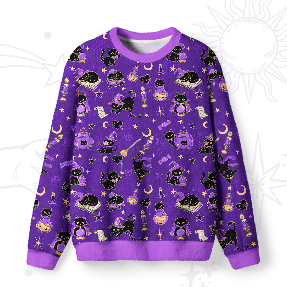 Purplehecate Black Cat Secrets Fuzzy Ugly Sweatshirt