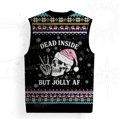 Purplehecate Dead Inside But Jolly AF Christmas Ugly Sweater Vest