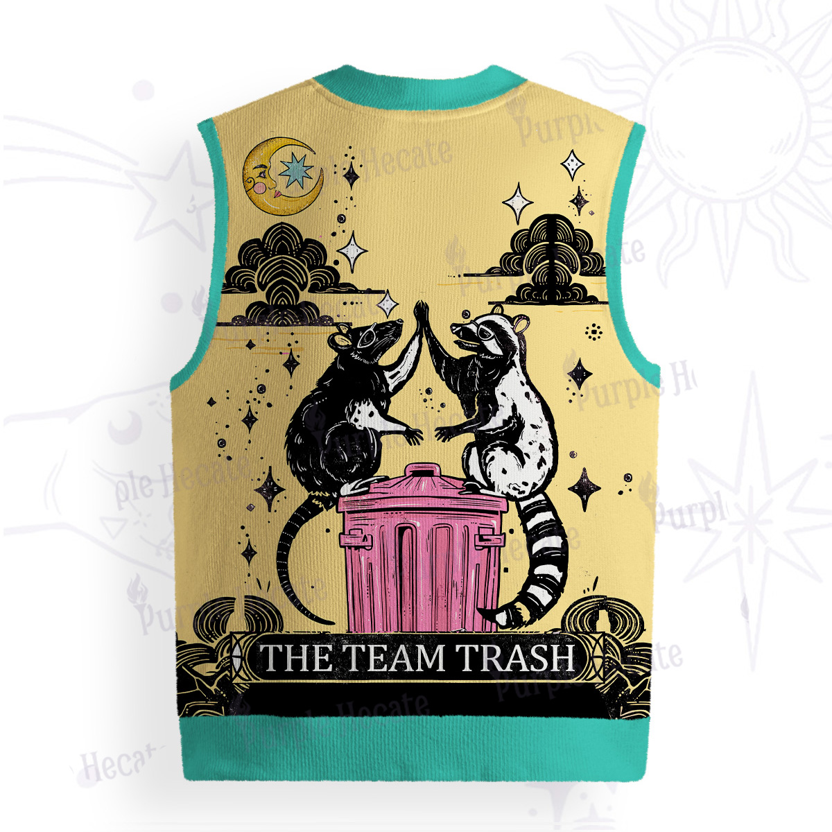 Purplehecate The Team Trash Opossum Tarot Ugly Sweater Vest