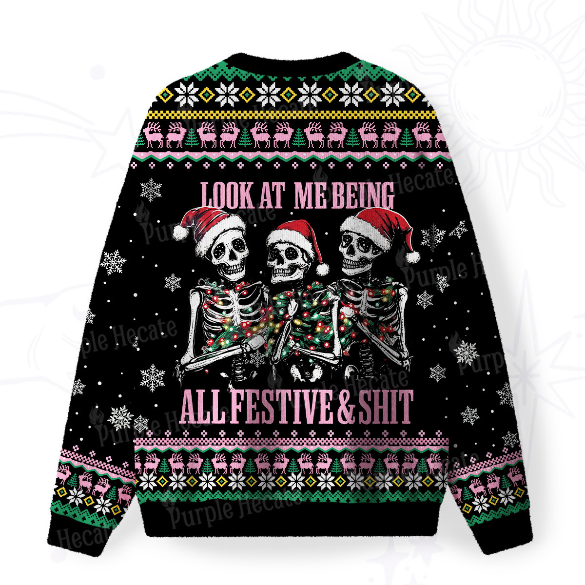 [Copy]Purplehecate Neon Cat Party Fuzzy Ugly Christmas Sweatshirt