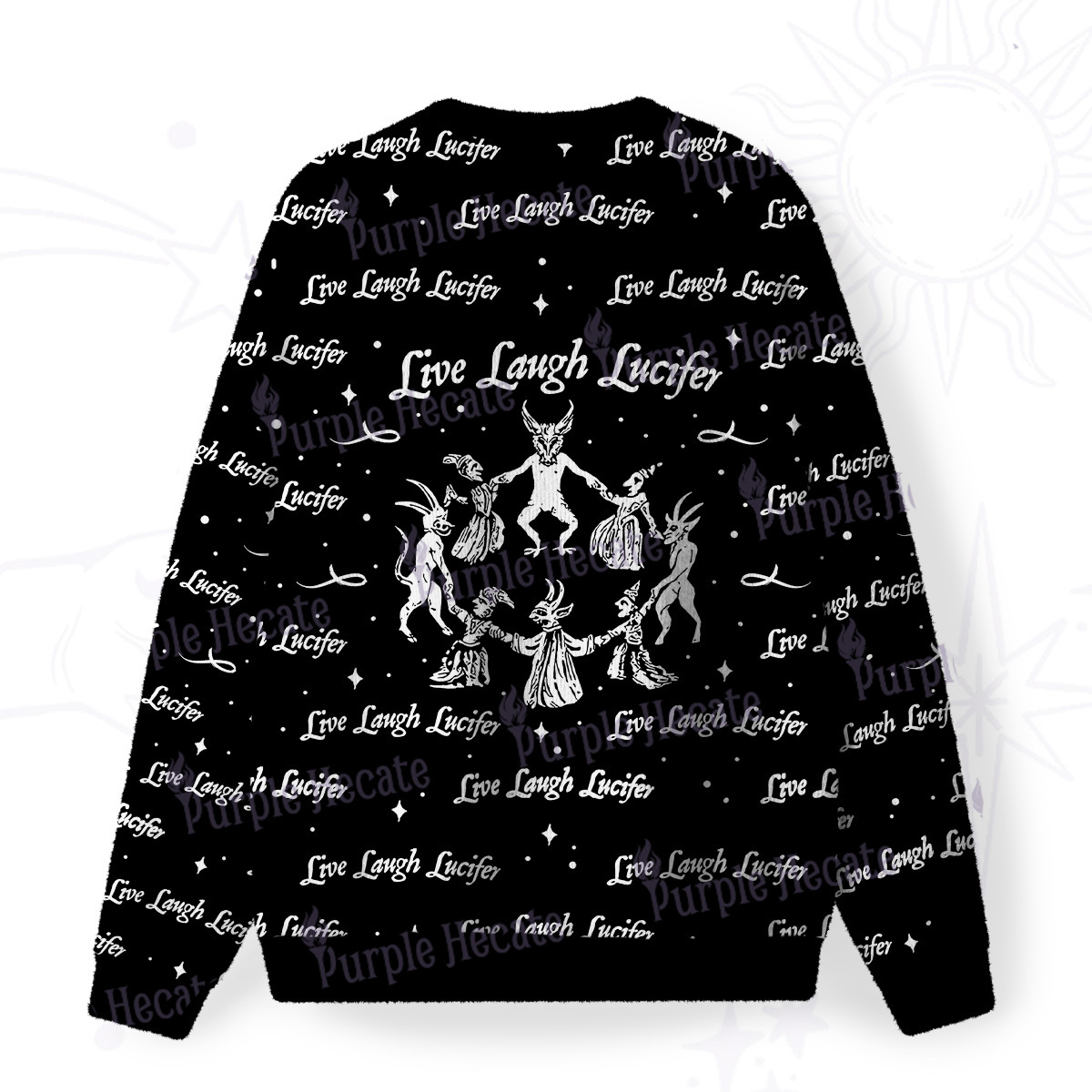Purplehecate Live Laugh Lucifer Fuzzy Ugly Christmas Sweatshirt