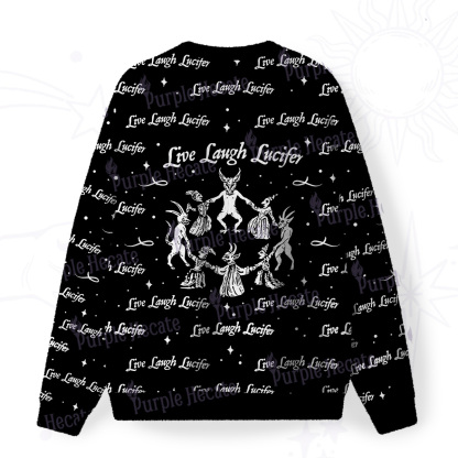 Purplehecate Live Laugh Lucifer Fuzzy Ugly Christmas Sweatshirt