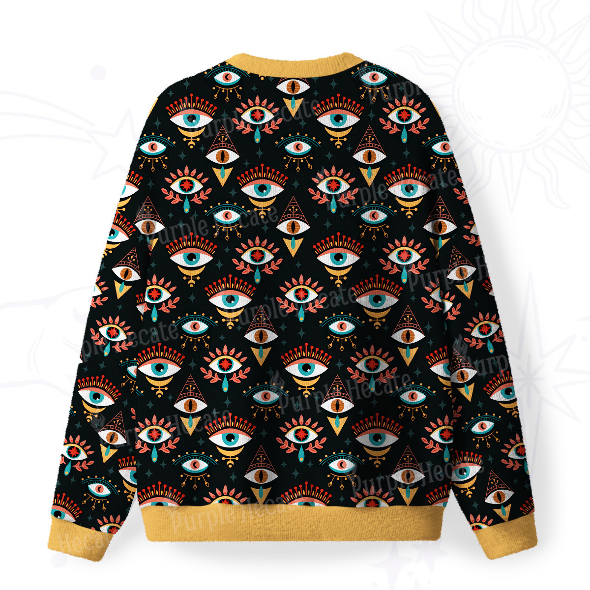 [Copy]Purplehecate Witchy Neon Naughty Cat Fuzzy Ugly Christmas Sweatshirt