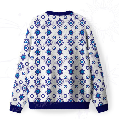 Purplehecate Evil Eye Protection Fuzzy Ugly Christmas Sweatshirt