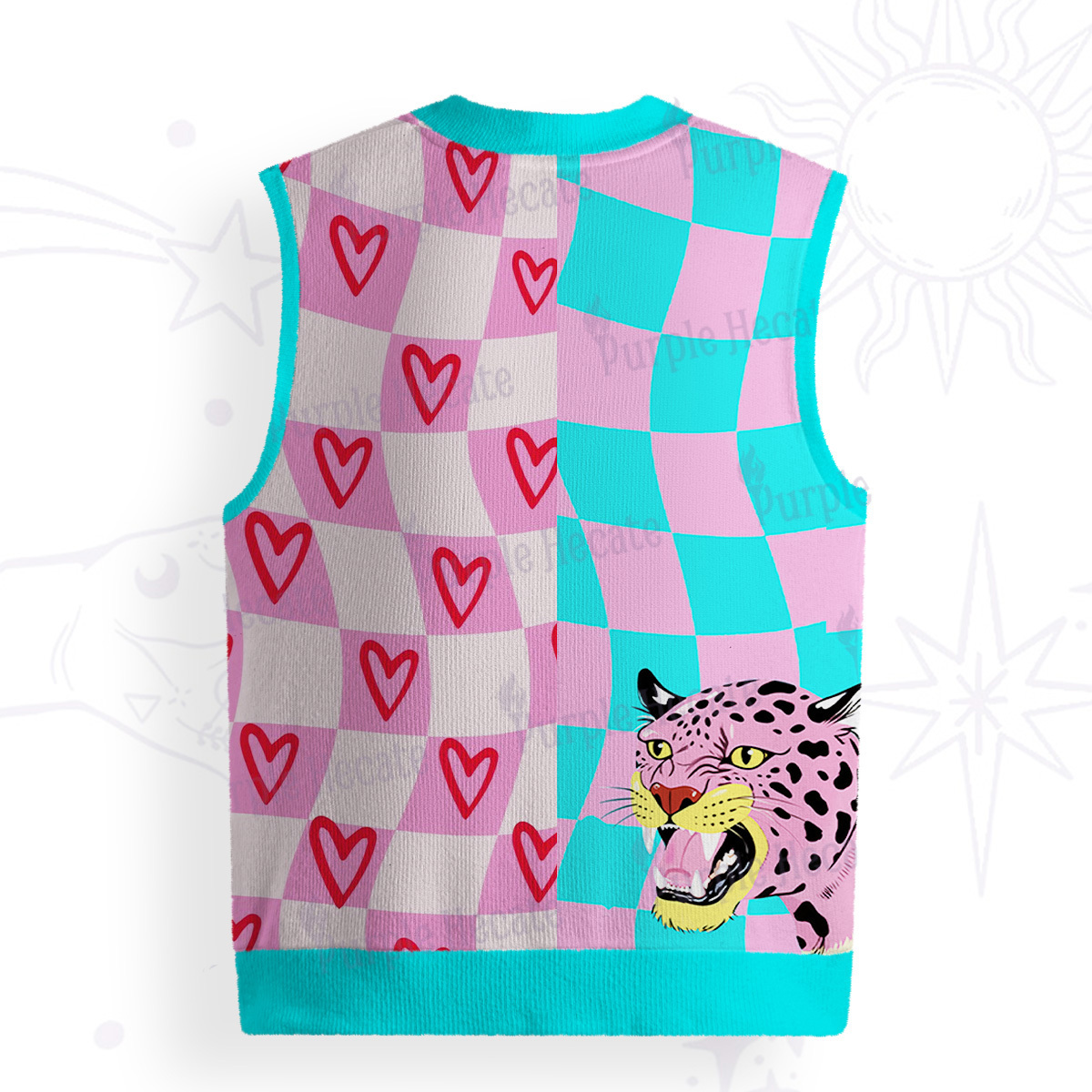 Purplehecate Savage Leopard Evil Eye Ugly Sweater Vest