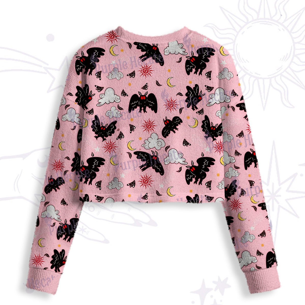 Purplehecate Cryptid Mothman Crop Fuzzy Ugly Sweatshirt