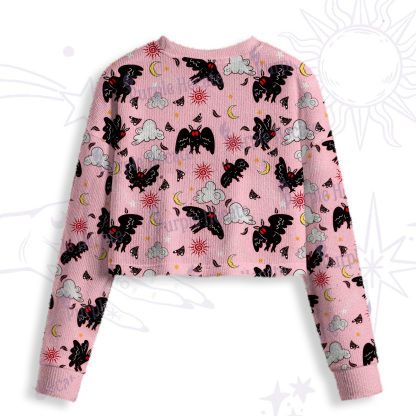 Purplehecate Cryptid Mothman Crop Fuzzy Ugly Sweatshirt