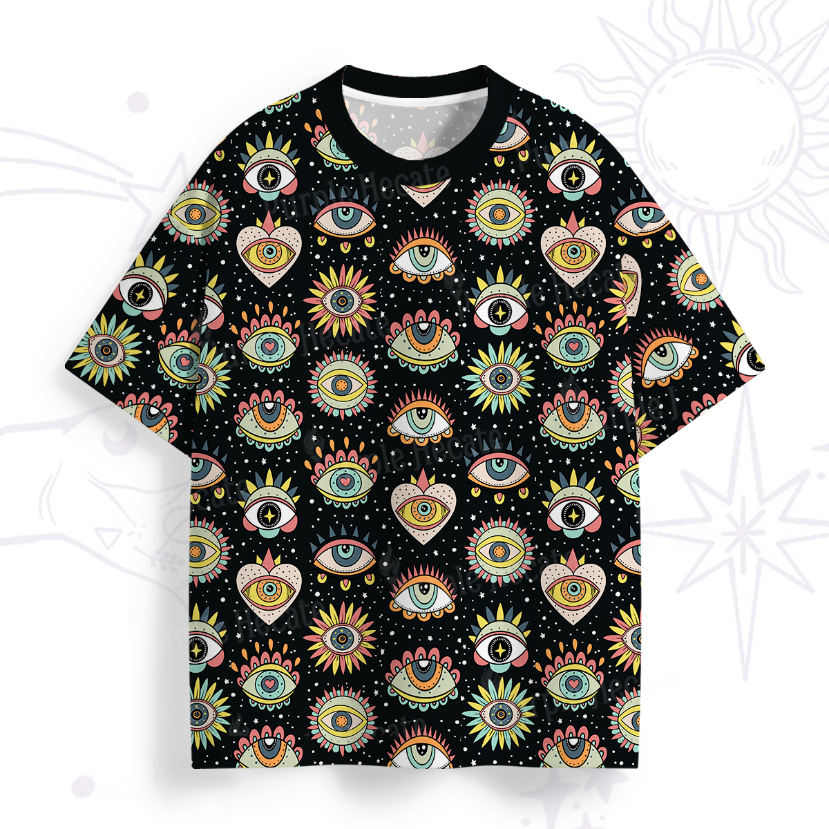 Purplehecate Evil Eye Pattern All Over Print T-Shirt