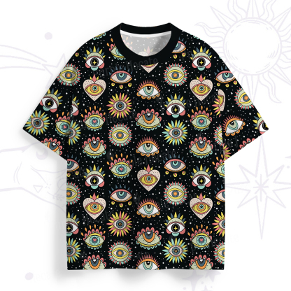 Purplehecate Evil Eye Pattern All Over Print T-Shirt