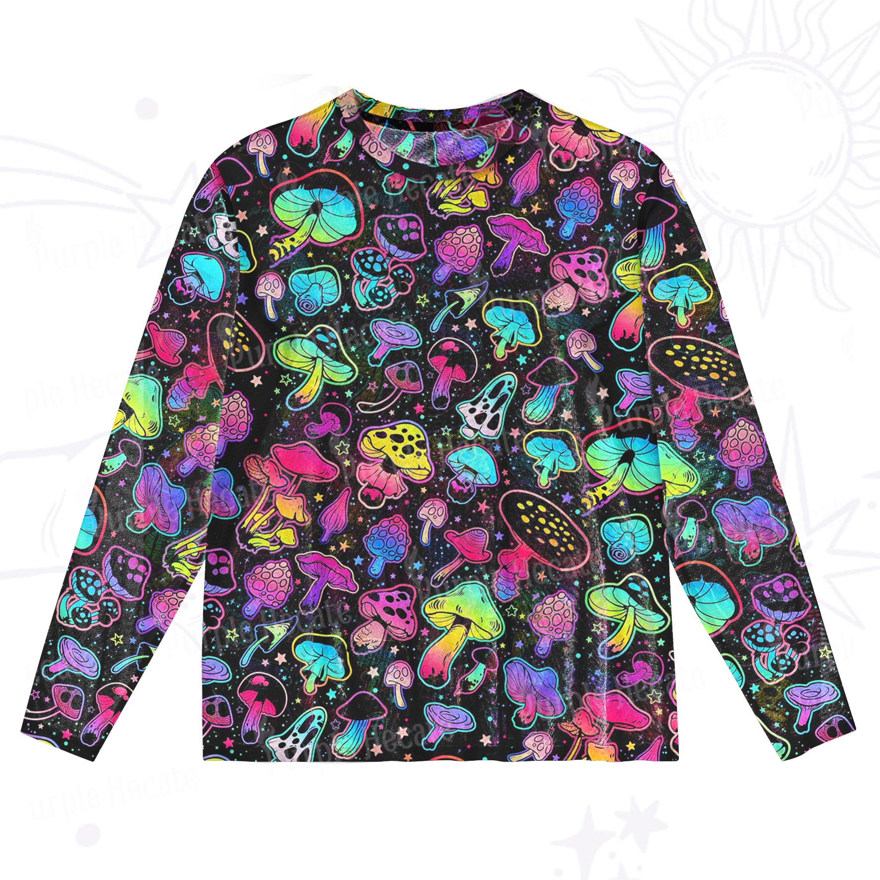 Purplehecate Mystic Love-Eye Mesh Long Sleeve Top