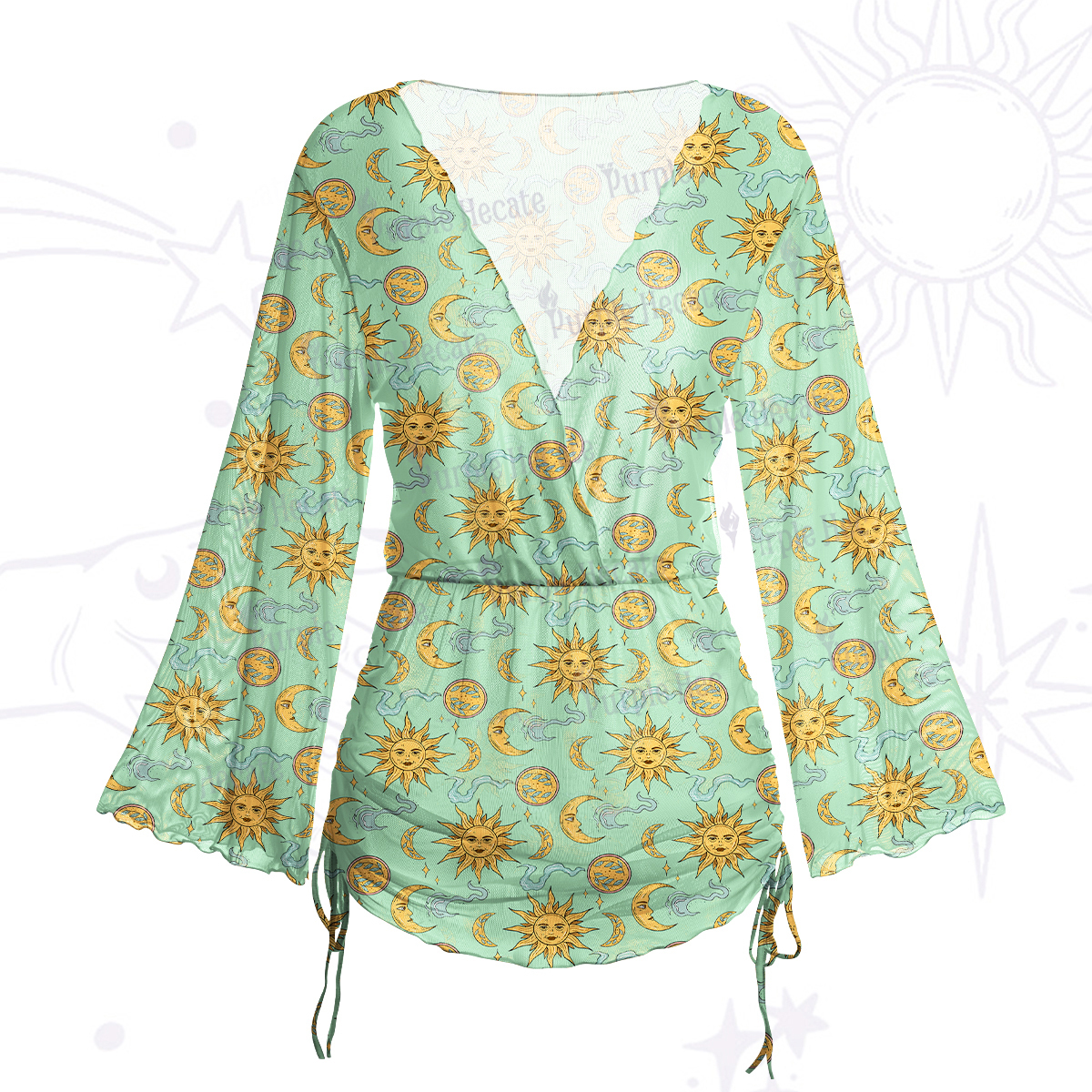 Purplehecate Magic of Sun and Moon Mesh Cover Up Dress