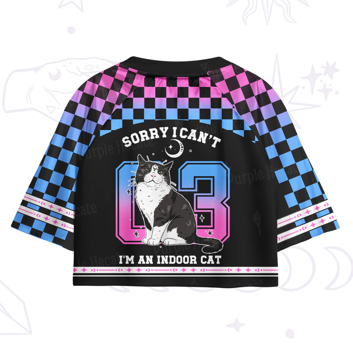 Purplehecate Sorry I Can't Go I'm an Indoor Cat Crop Jersey Top
