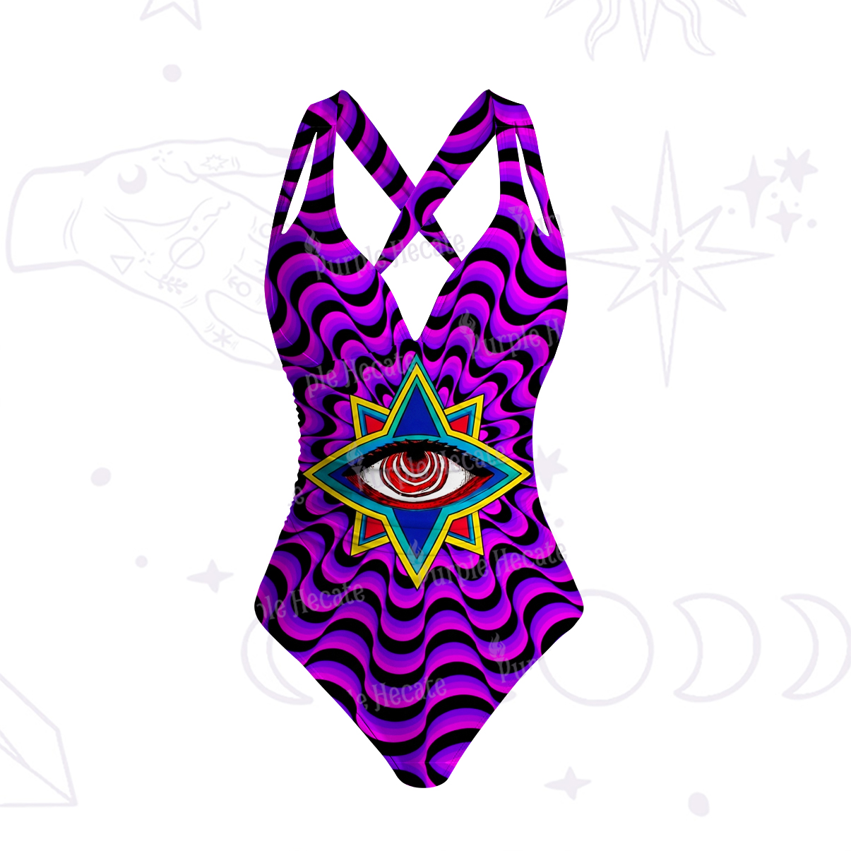 Purplehecate Psychedelic Eye Portal One-Piece Swimsuit