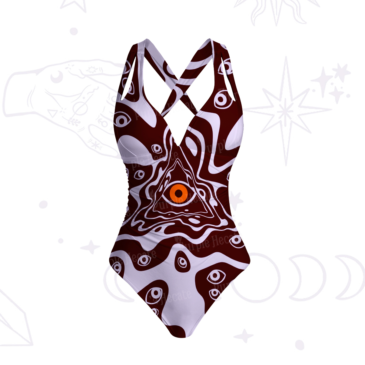 Purplehecate Psychedelic Eye Wave One-Piece Swimsuit