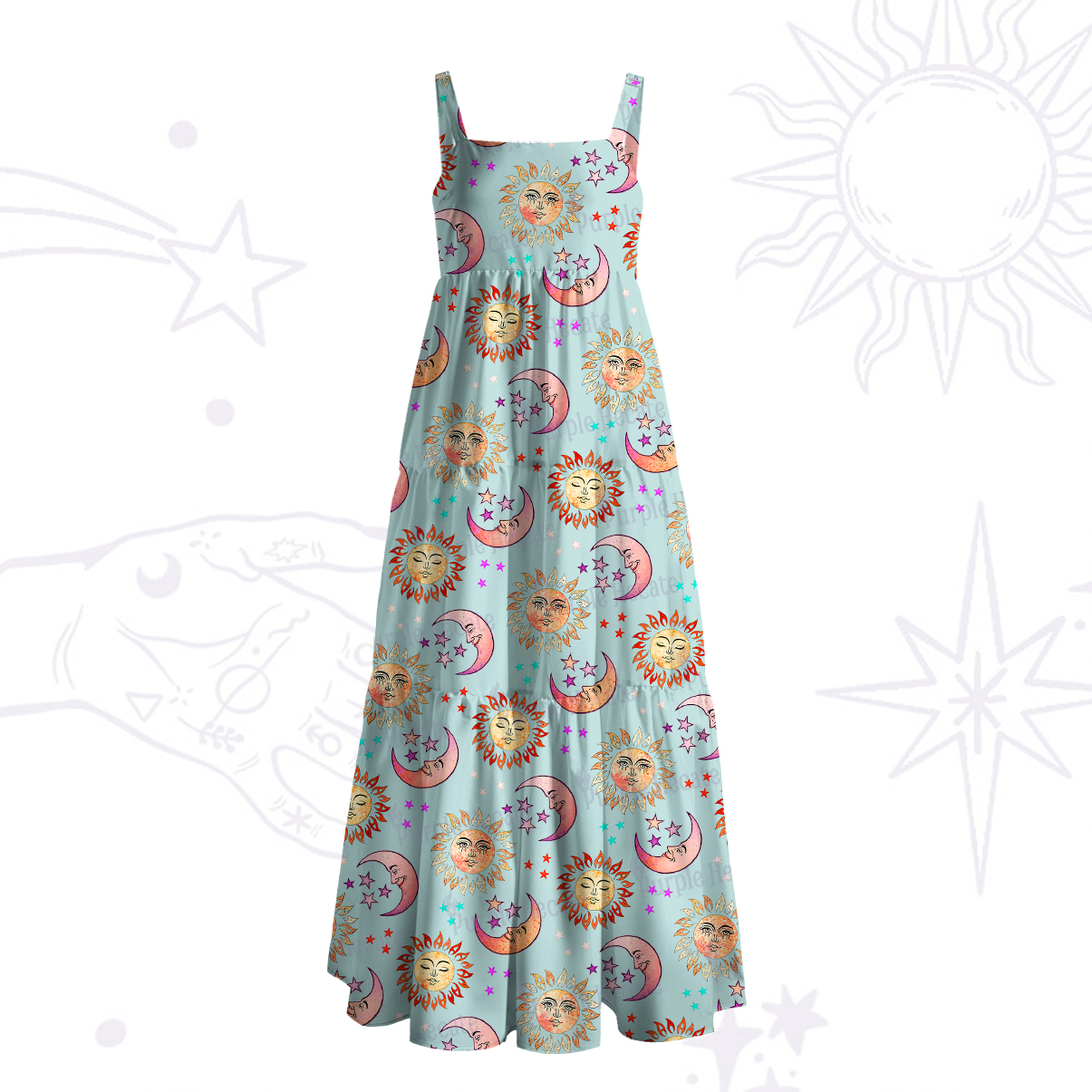 [Copy]Purplehecate Magic of Sun and Moon Wide Straps Maxi Dress