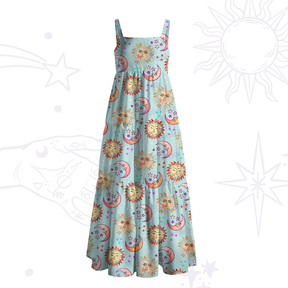 [Copy]Purplehecate Magic of Sun and Moon Wide Straps Maxi Dress