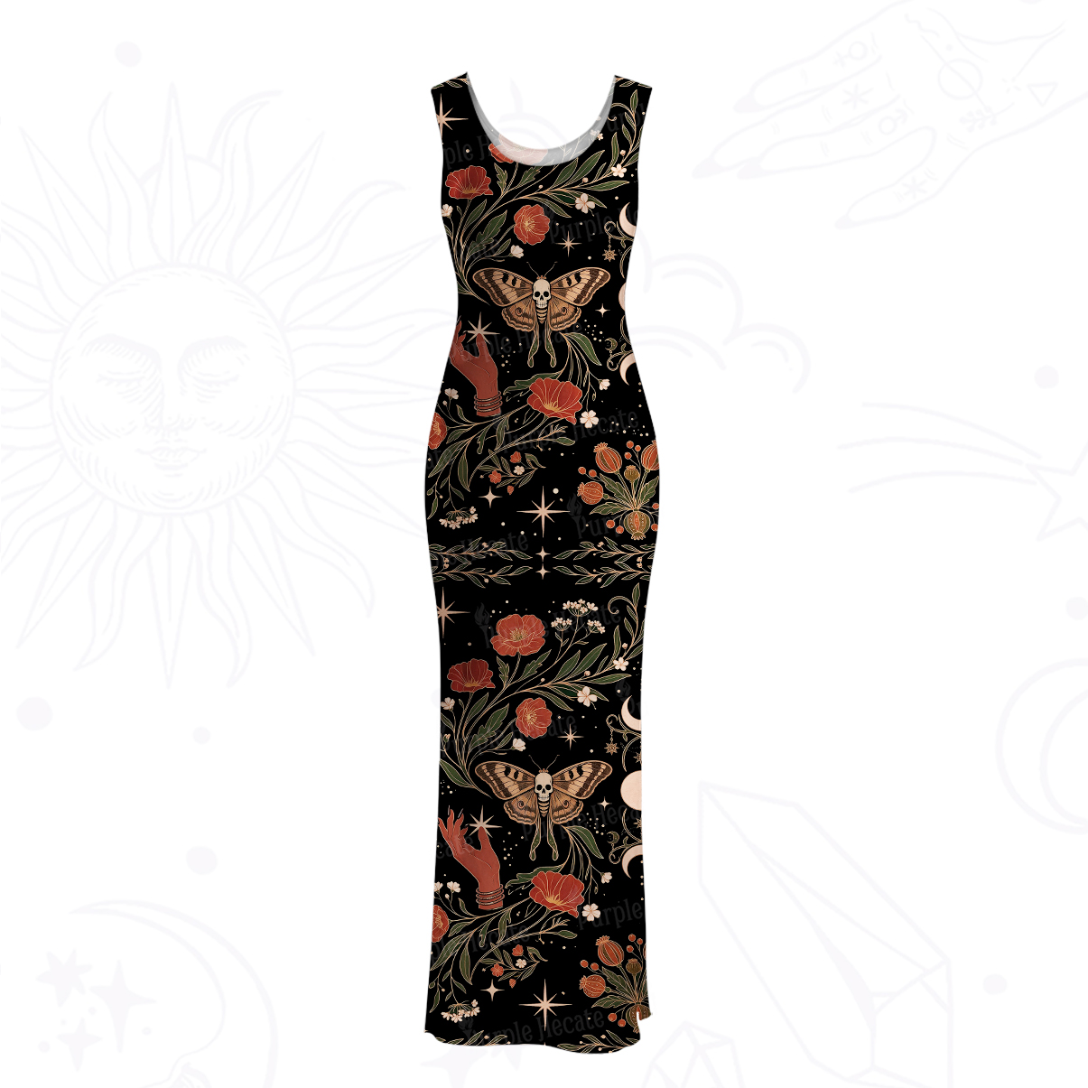 Purplehecate Death Moth Rebirth Mesh Maxi Tank Beach Dress