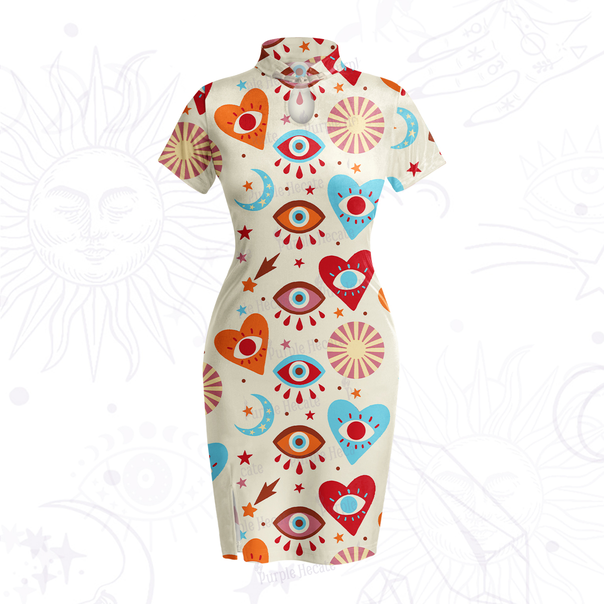 Purplehecate The Enchanted Eye of Love Velvet Bodycon Dress