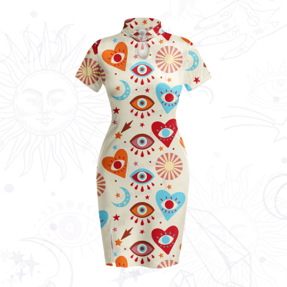 Purplehecate The Enchanted Eye of Love Velvet Bodycon Dress