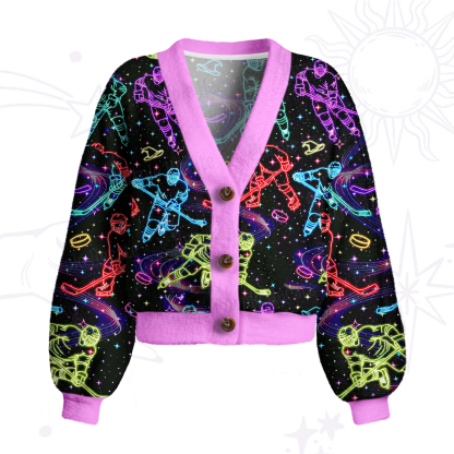 Purplehecate Neon Night Hockey Cardigan Sweaters