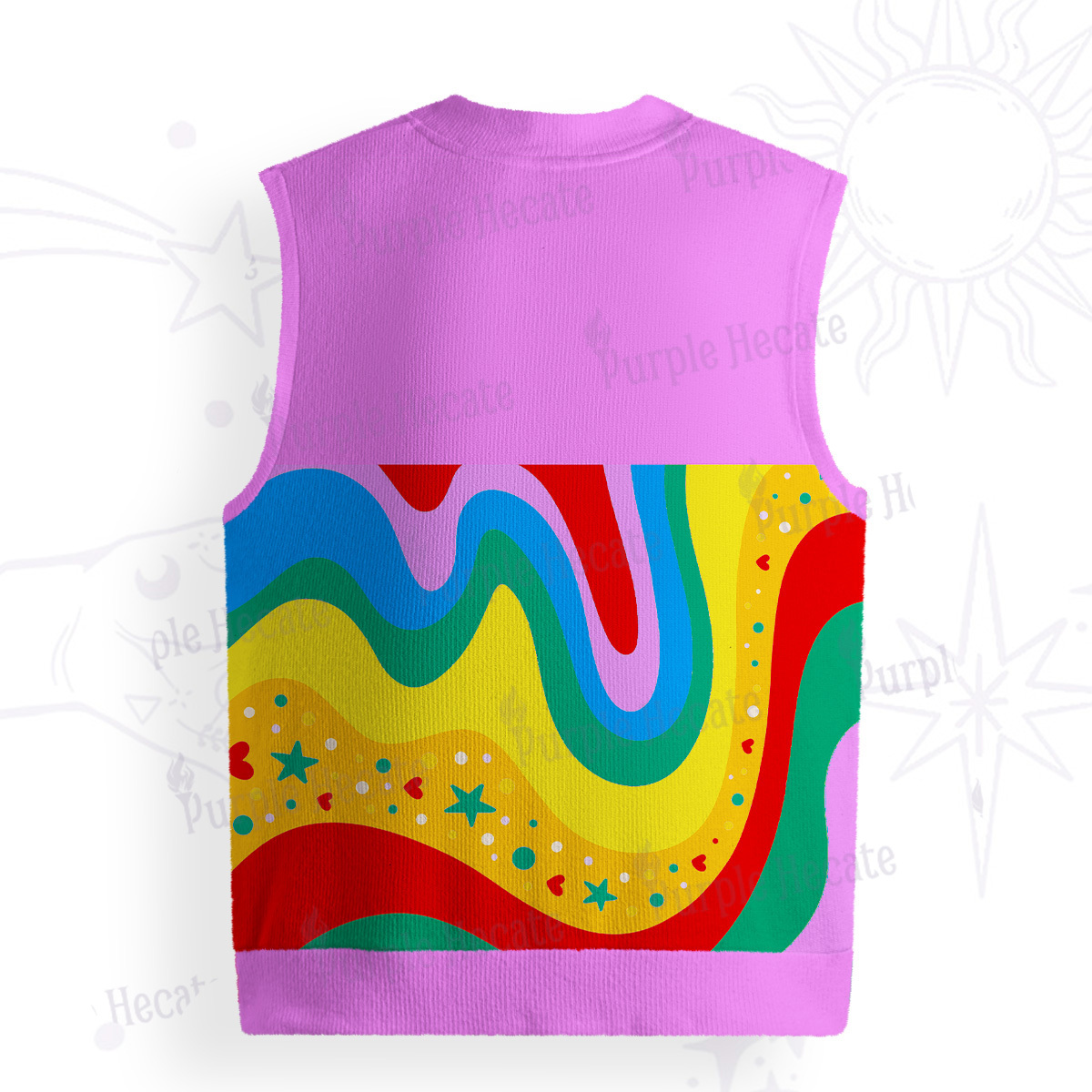 Purplehecate Dreamy Rainbow Waves Ugly Sweater Vest