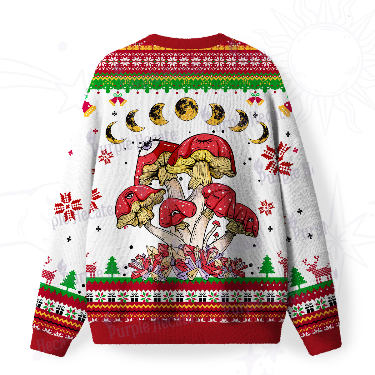 Purplehecate Magic Mushroom Fuzzy Ugly Christmas Sweatshirt