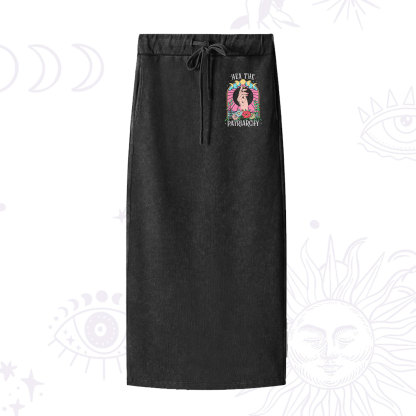 Purplehecate Hex The Patriarchy Washed Drawstring Long Skirt