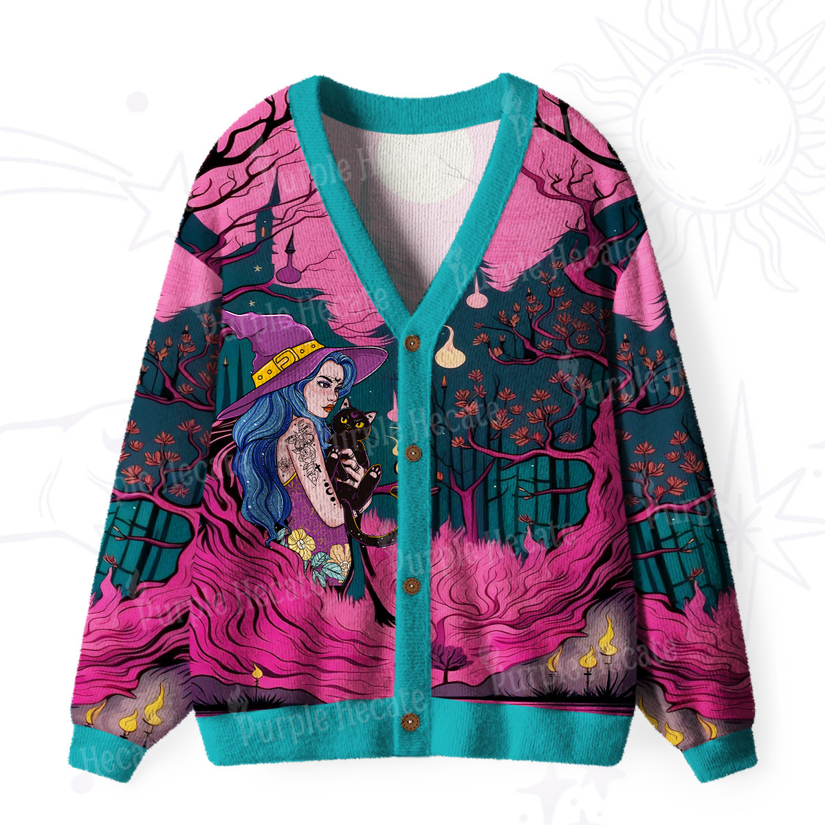 Purplehecate The Witch and Her Familia Ugly Cardigan Sweaters