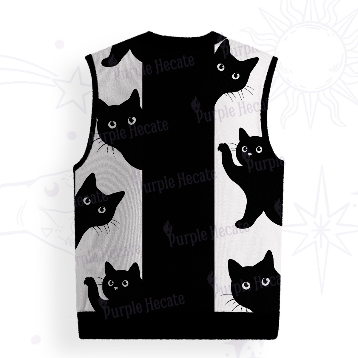 Purplehecate Peekaboo Cats Ugly Sweater Vest