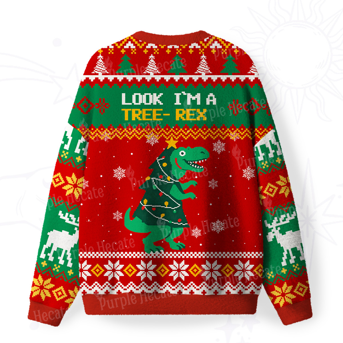 Purplehecate Look Tree I'm A T-Rex Fuzzy Ugly Christmas Sweatshirt
