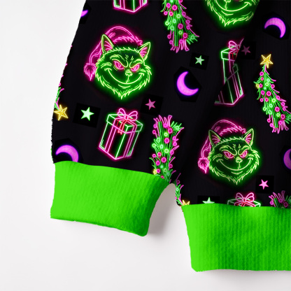 Purplehecate Witchy Neon Naughty Cat Fuzzy Ugly Christmas Sweatshirt