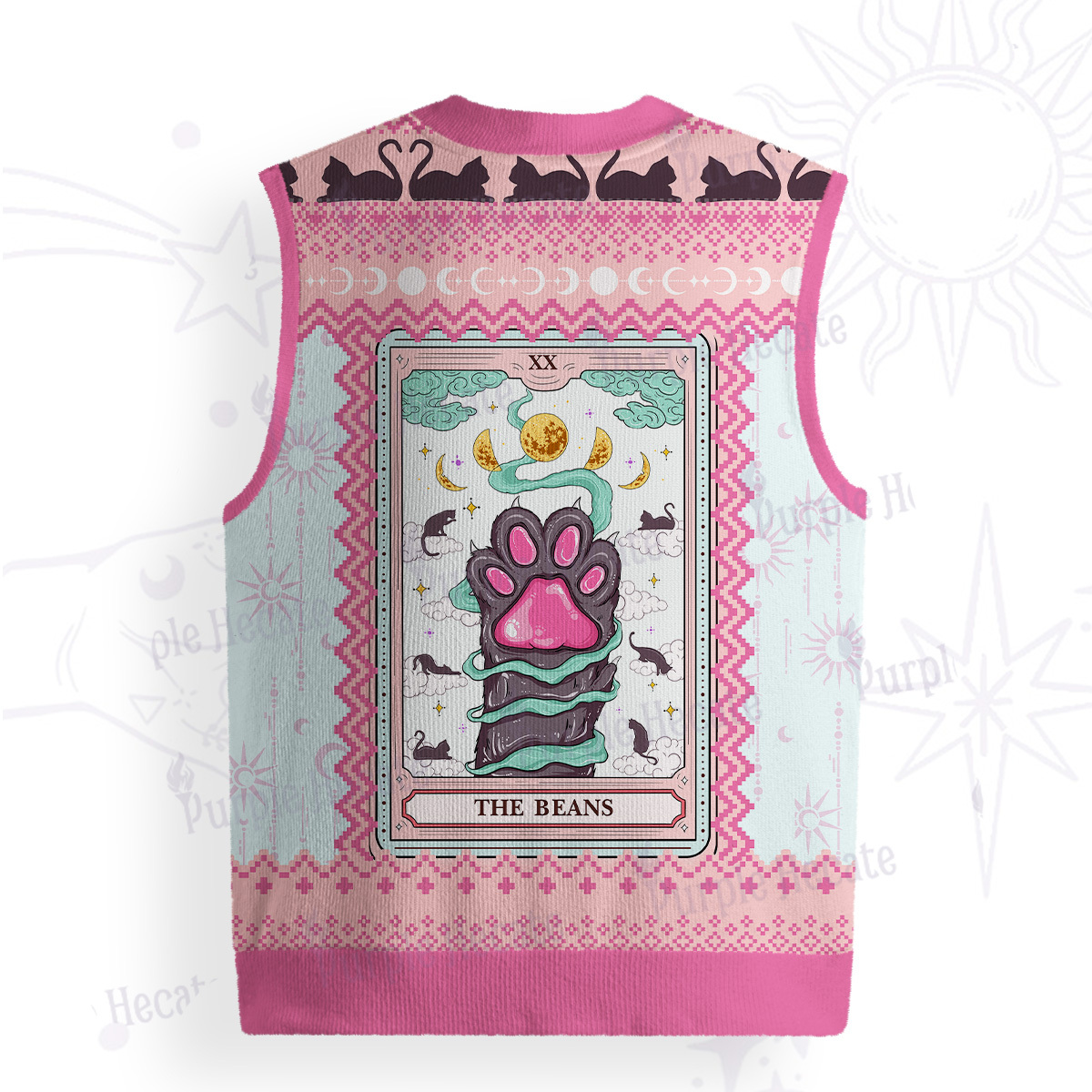 Purplehecate The Beans Cat Tarot Ugly Sweater Vest
