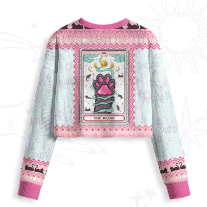 Purplehecate The Beans Cat Tarot Crop Fuzzy Ugly Sweatshirt