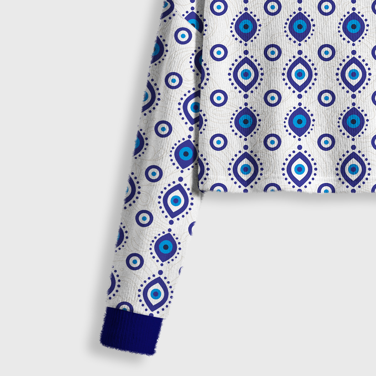 Purplehecate Evil Eye Protection Crop Fuzzy Ugly Sweatshirt
