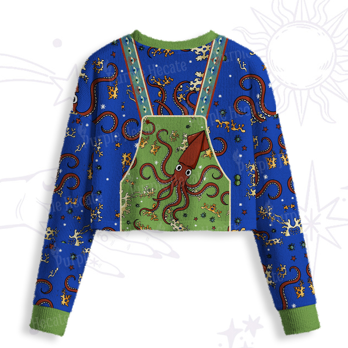 Purplehecate Deep Sea Dreamer Crop Fuzzy Ugly Sweatshirt