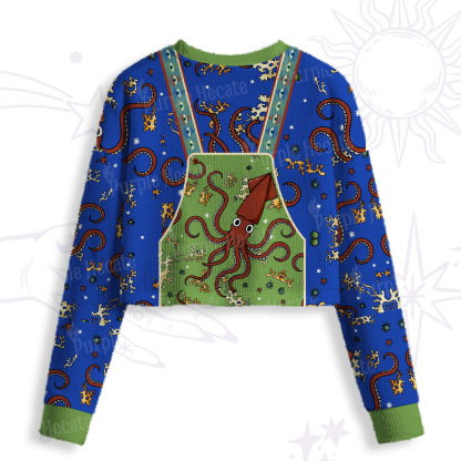 Purplehecate Deep Sea Dreamer Crop Fuzzy Ugly Sweatshirt